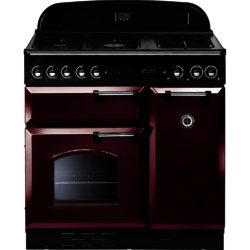 Rangemaster Classic 90 Dual Fuel with FSD - 84830 Range Cooker in Cranberry with  Chrome Trim